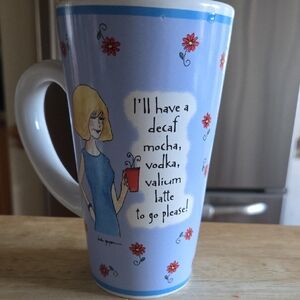 LINDA GRAYSON |Tumblewed Pottery Humerous Coffee Tea Mug Sky Blue 16oz Like New